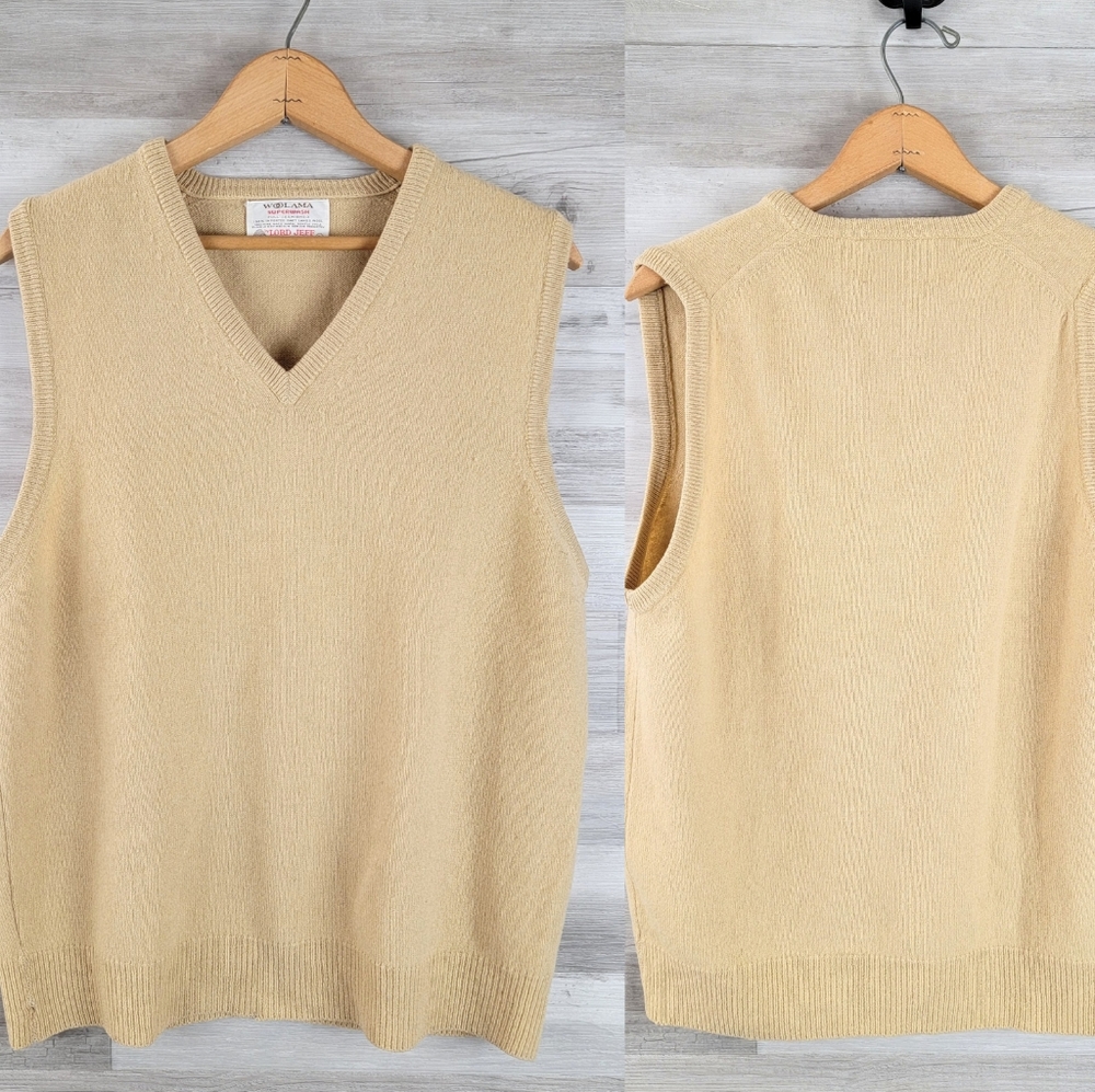 Vintage 70s Woolama by Lord Jeff Lambswool Sweater Vest Size Large USA Made